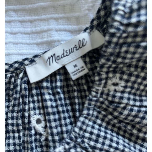 Madewell Embroidered GIngham Shirred Puff Sleeve Top - Picture 10 of 11